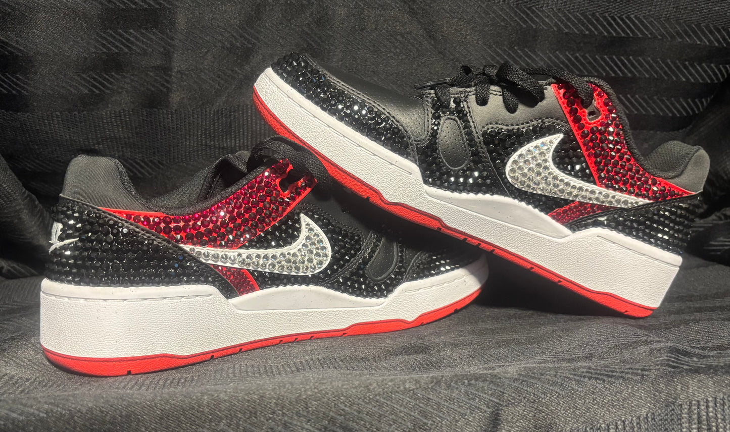 Ruby Rebellion — Hand-Rhinestoned Nike Sneakers