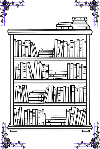 Illustration of a bookshelf with books on a white background