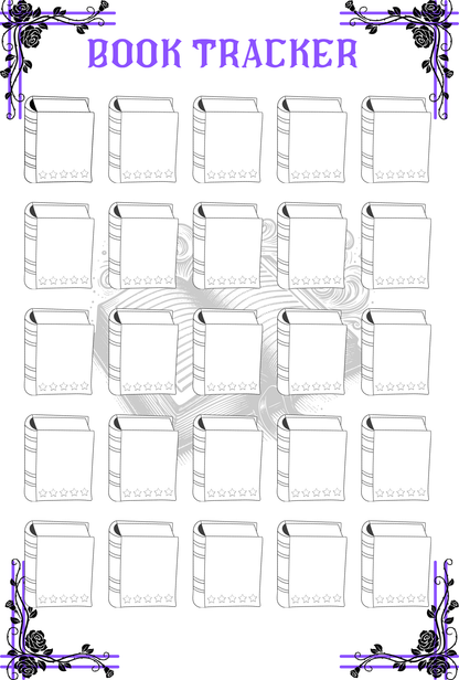 Book Tracker with decorative elements on a white background