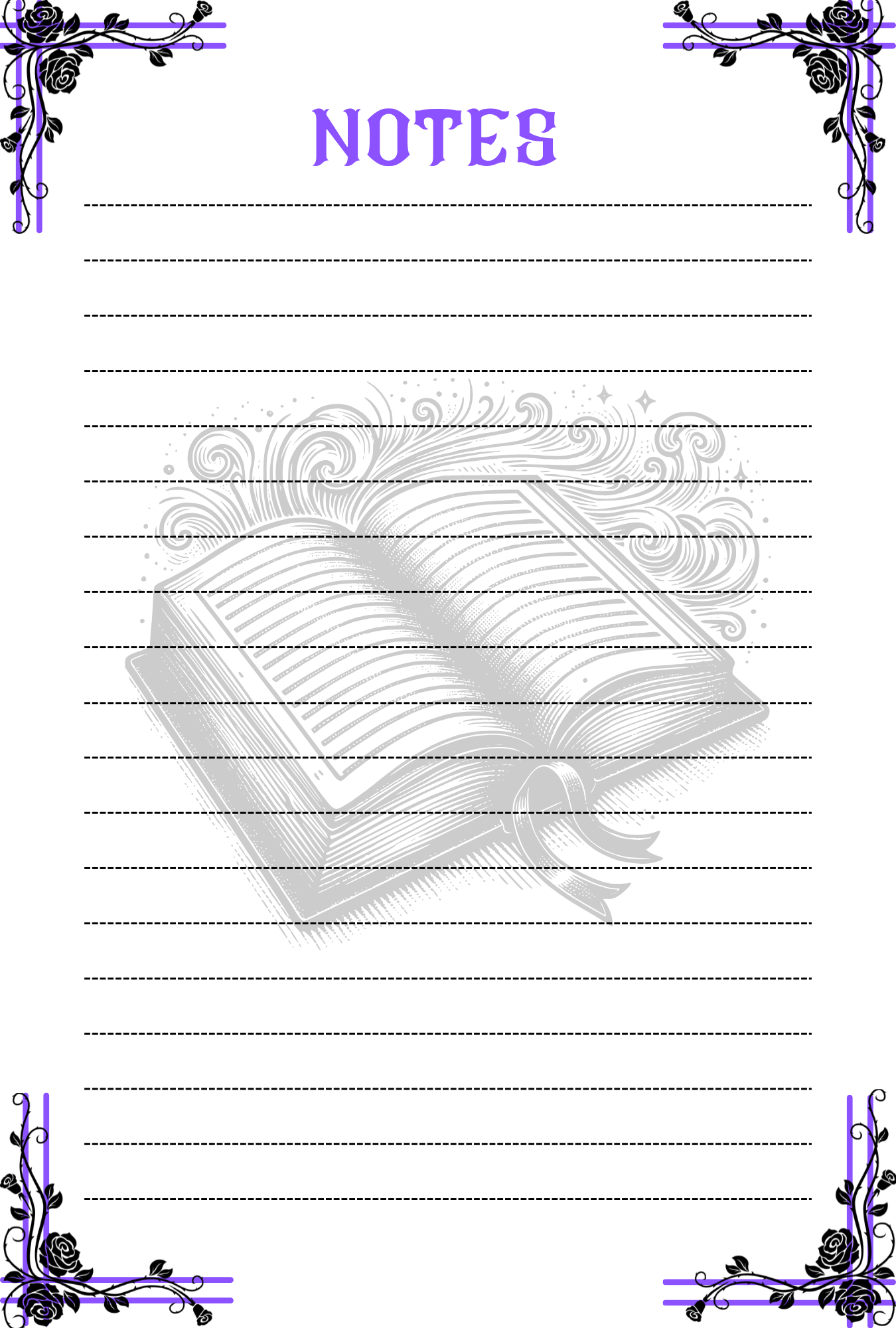 Notes page with decorative elements.