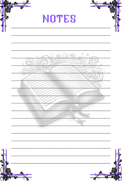 Notes page with decorative elements.