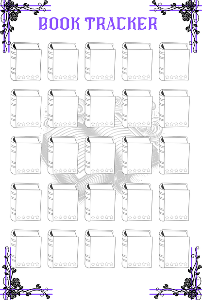 Book Tracker with decorative elements on a white background