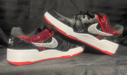 Ruby Rebellion — Hand-Rhinestoned Nike Sneakers