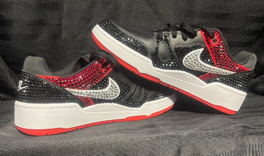 Ruby Rebellion — Hand-Rhinestoned Nike Sneakers