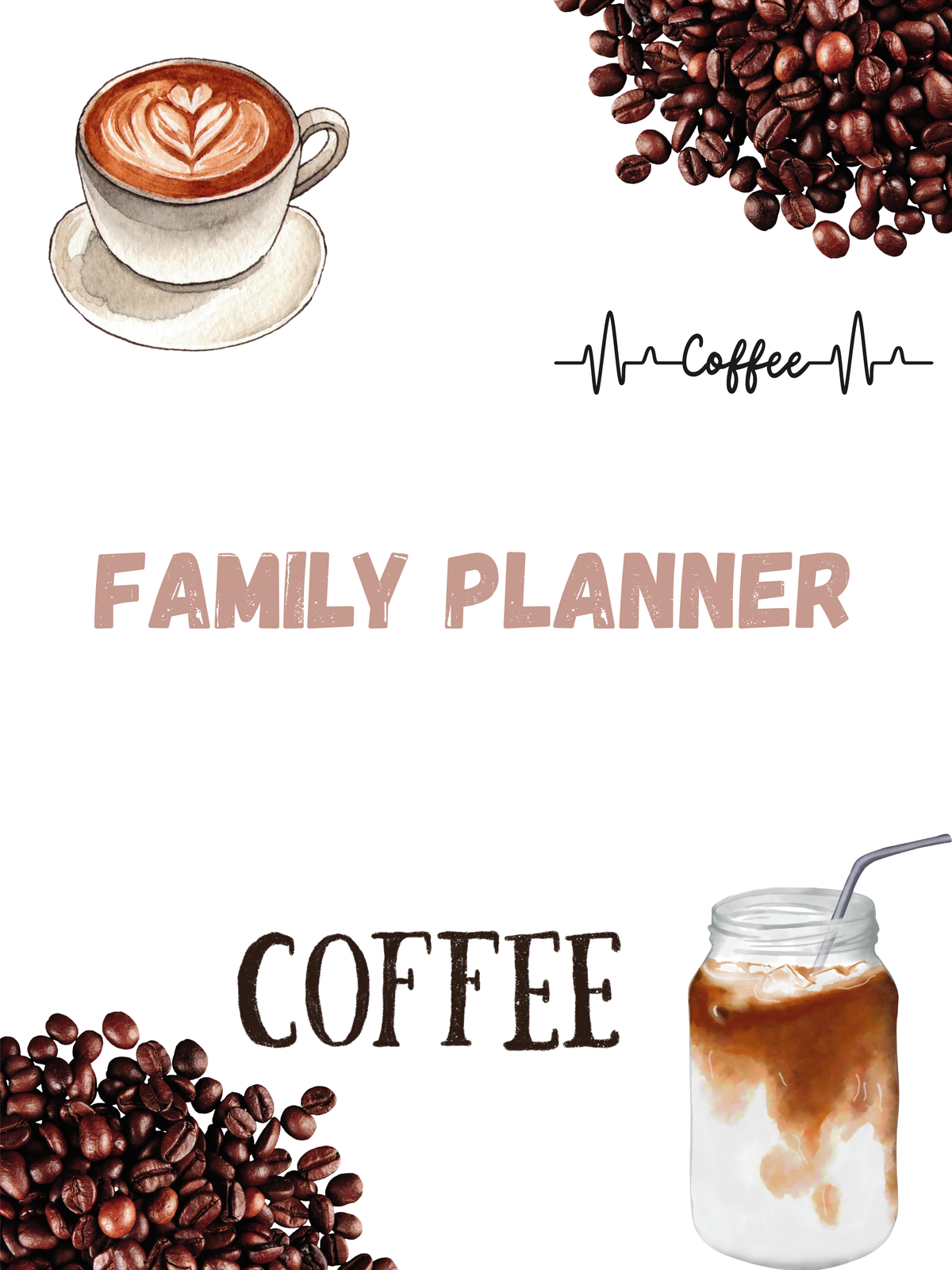 Coffee Family Planner – A3 Spiral Bound | 12 Undated Months