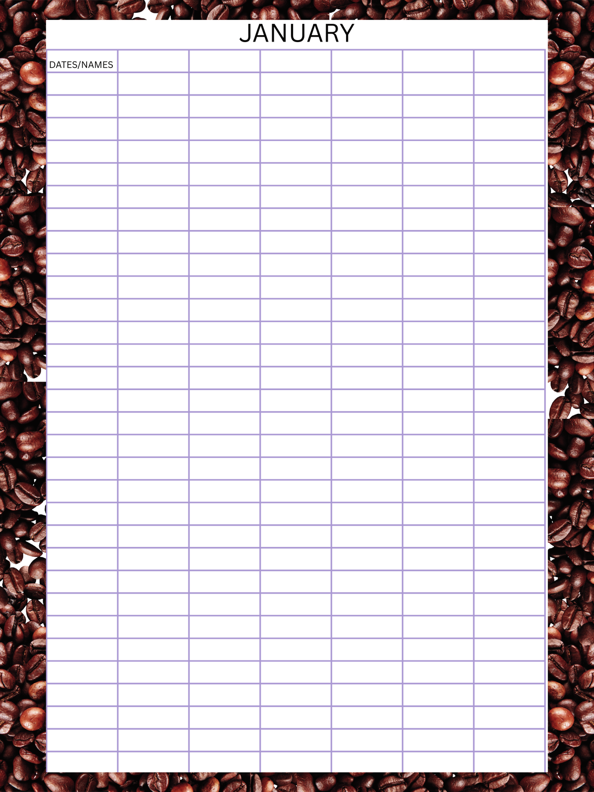 Coffee Family Planner – A3 Spiral Bound | 12 Undated Months
