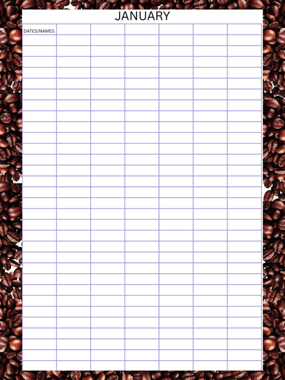 Coffee Family Planner – A3 Spiral Bound | 12 Undated Months