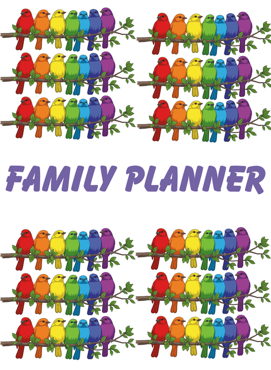 Rainbow Birds Family Planner – A3 Spiral Bound | 12 Undated Months